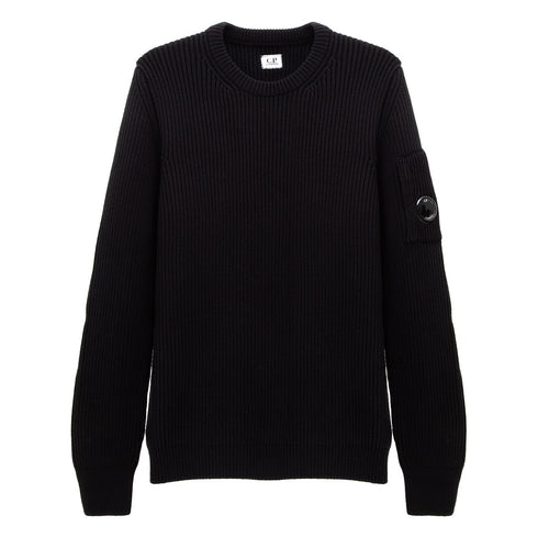 C.P. Company Full RIb Crew Neck Jumper Black 999 15CMKN077A Degli Uberti